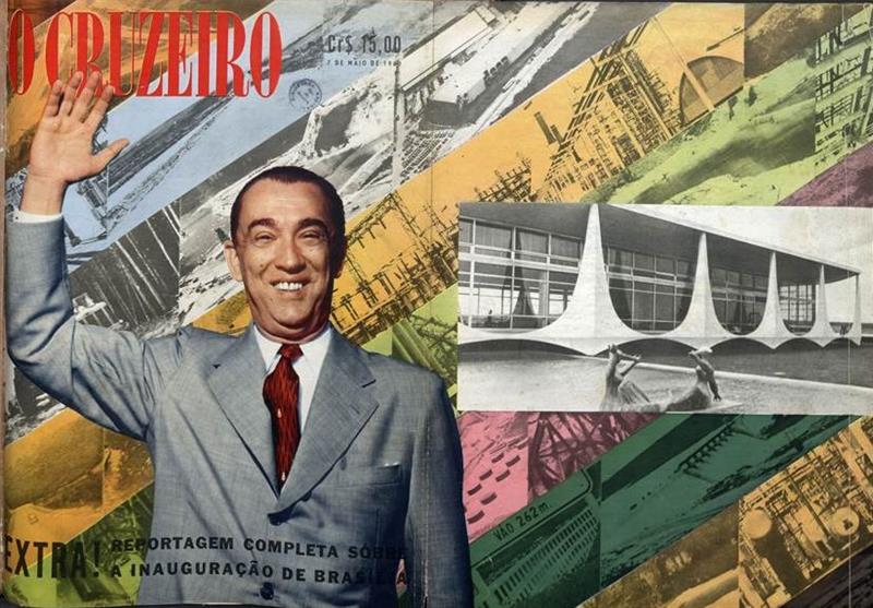 Capa da revista O Cruzeiro, de 07 de maio de 1960, com a cobertura em cores da inauguração de Brasília, ocorrida em 21 de abril daquele ano. Com a mudança, promovida pelo Presidente Juscelino Kubitsch