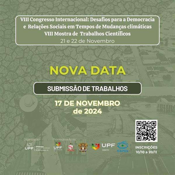 Prorrogação trabalhos - VIII Congresso Internacional 21 e 22 de novembro de 2024