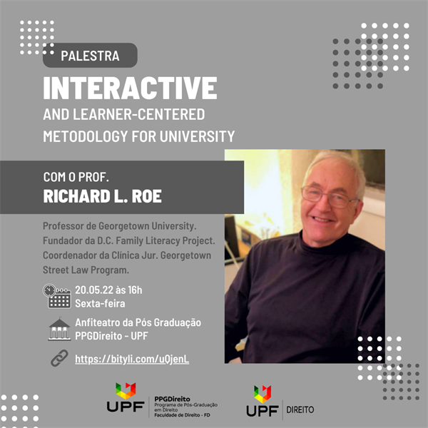 Palestra presencial - Interactive and learner-centered metodology for university Dia 20 de maio de 2022