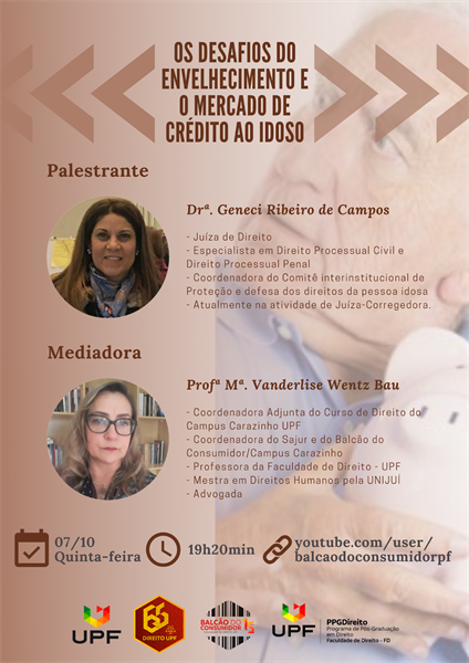 LIVE: Os desafios do envelhecimento e o mercado de crédito ao idoso Dia 07 de outubro de 2021