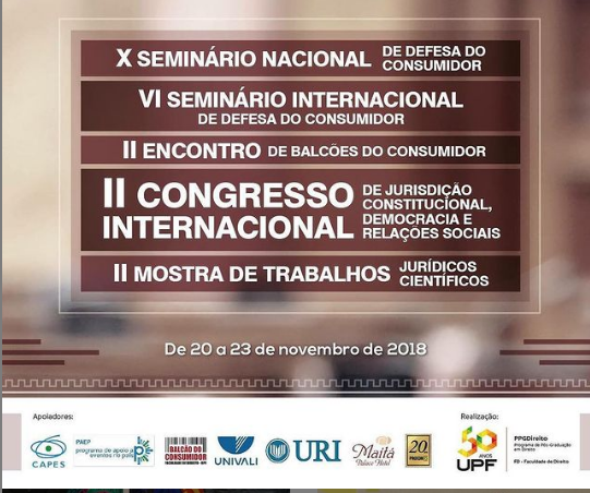 X Seminário Nacional de Defesa do Consumidor - De 20 a 23 de novembro de 2018
