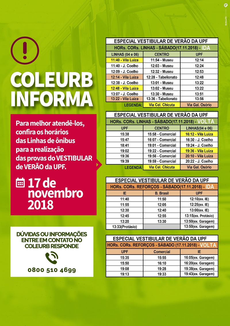 Linhas de ônibus terão horários especiais no Vestibular de Verão 2019